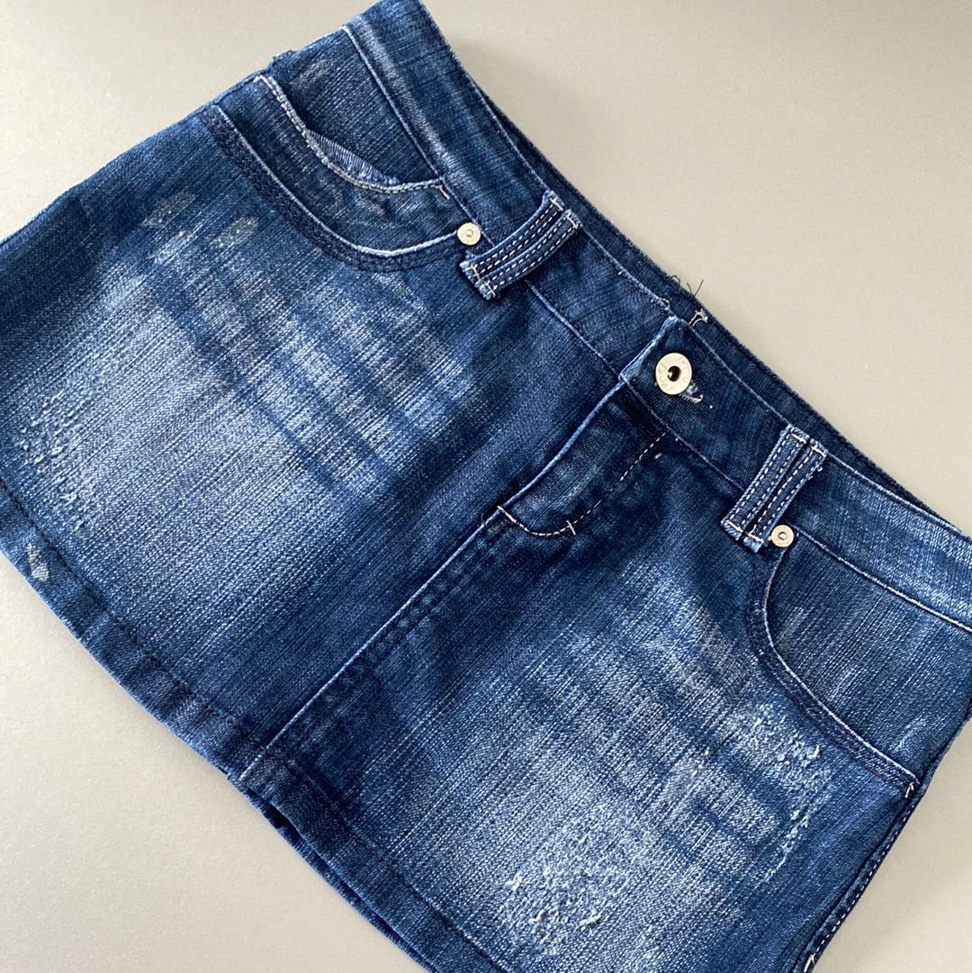 angel wing denim mini skirt