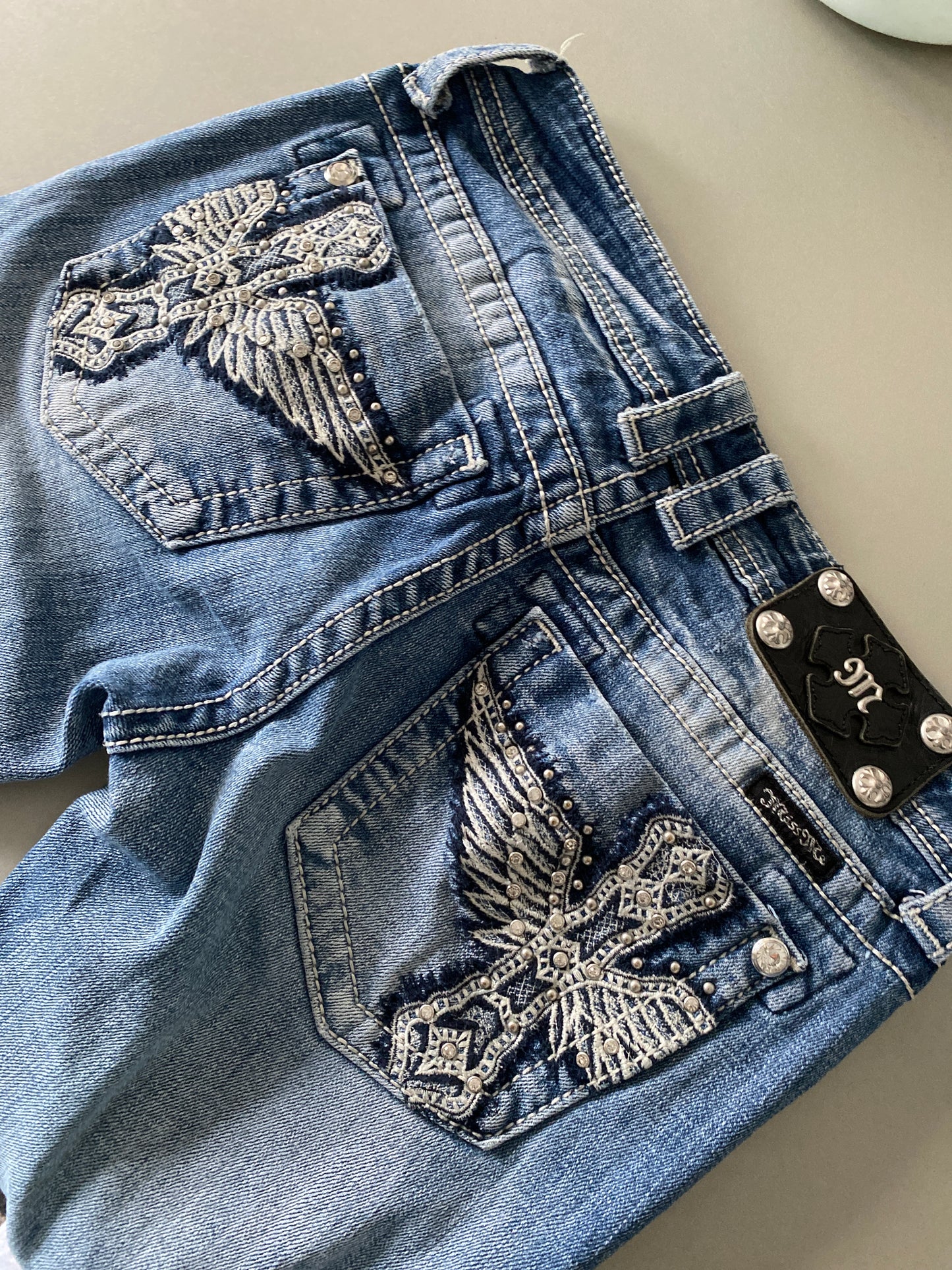 miss me angel wing bootcut jeans