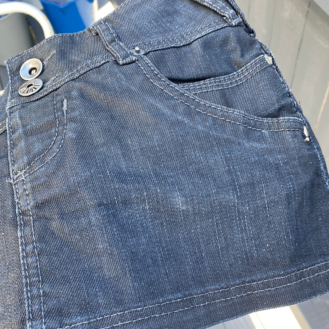 black denim mini skirt