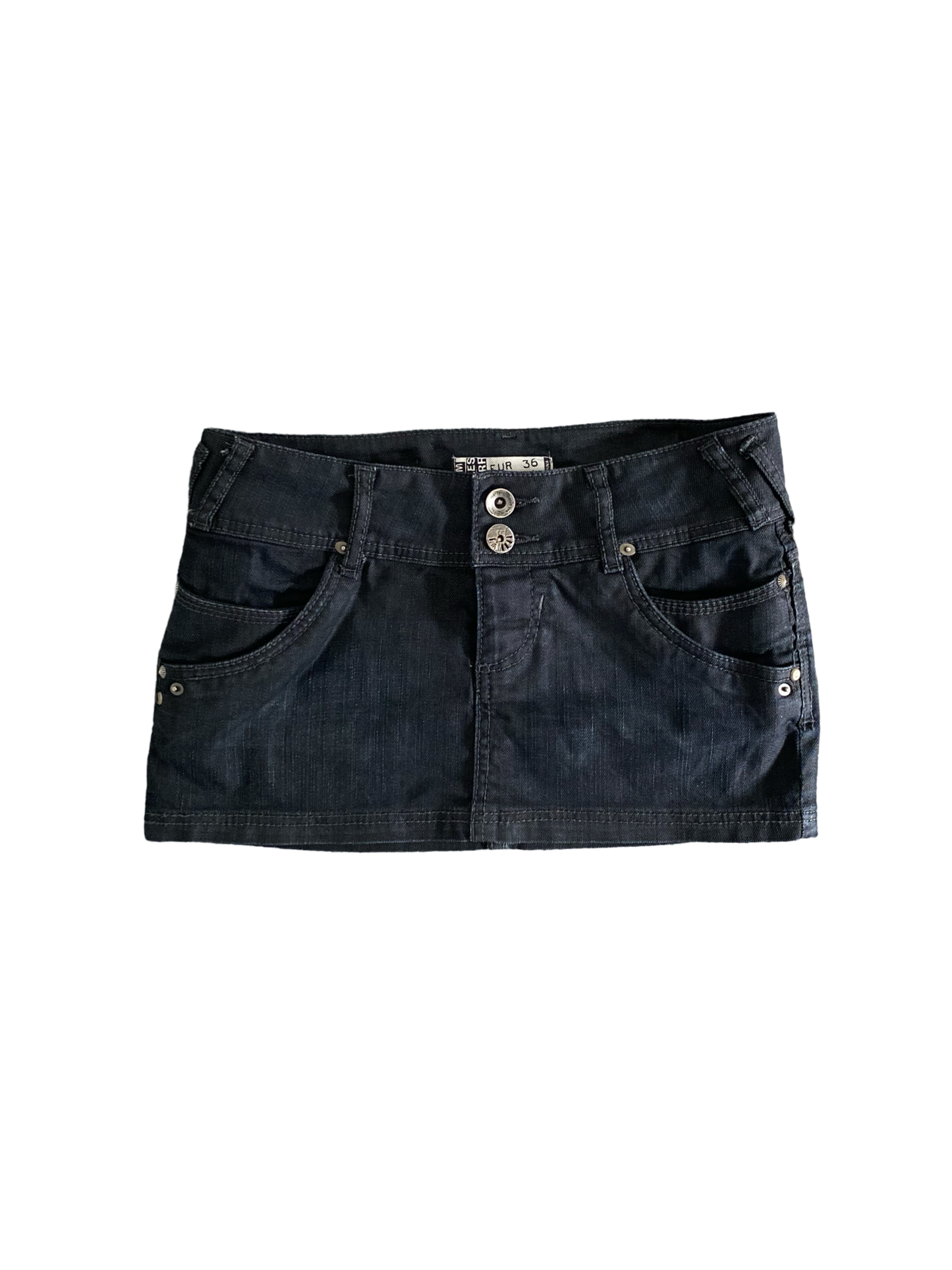 black denim mini skirt