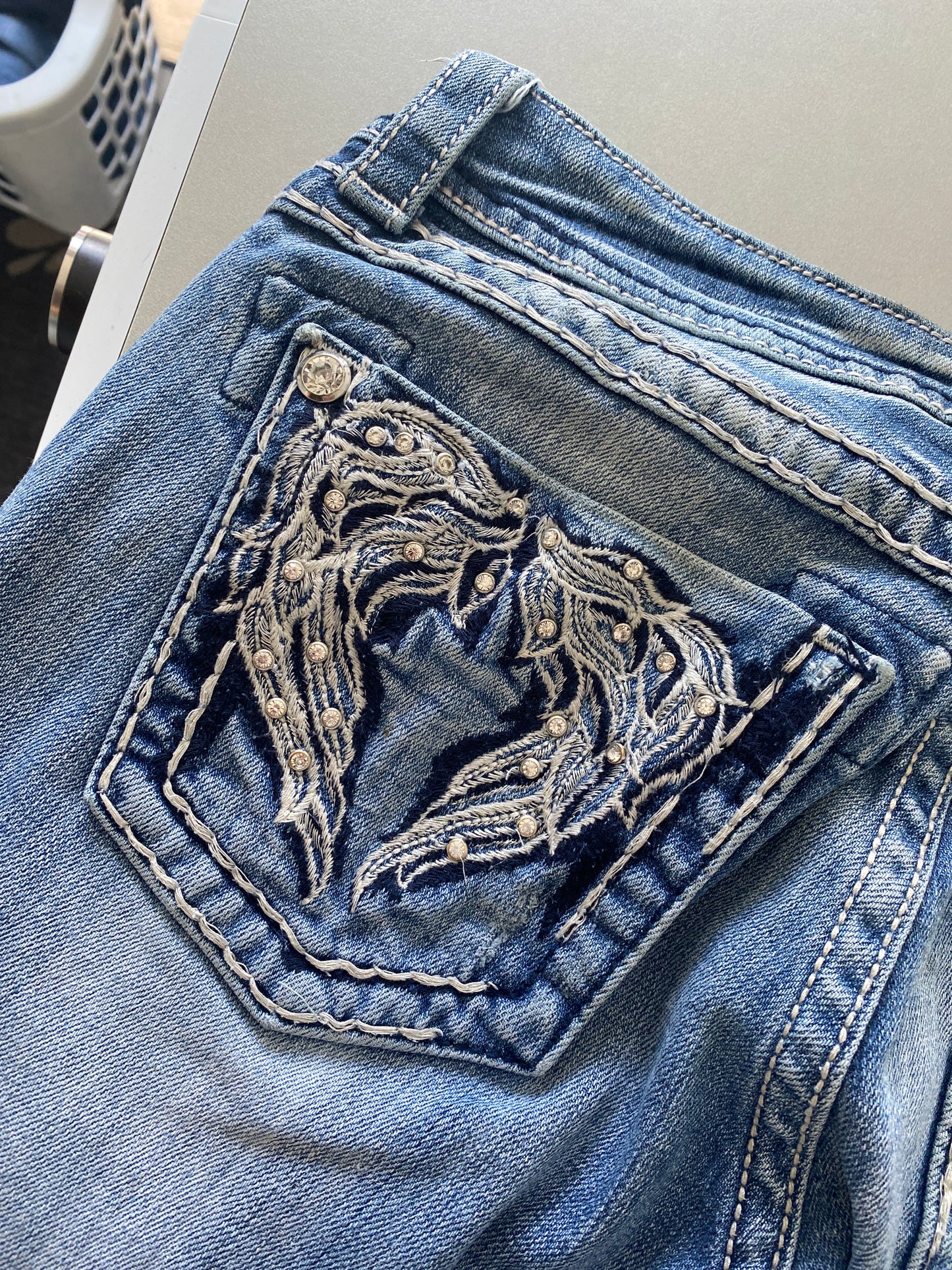 miss me angel wing bootcut jeans