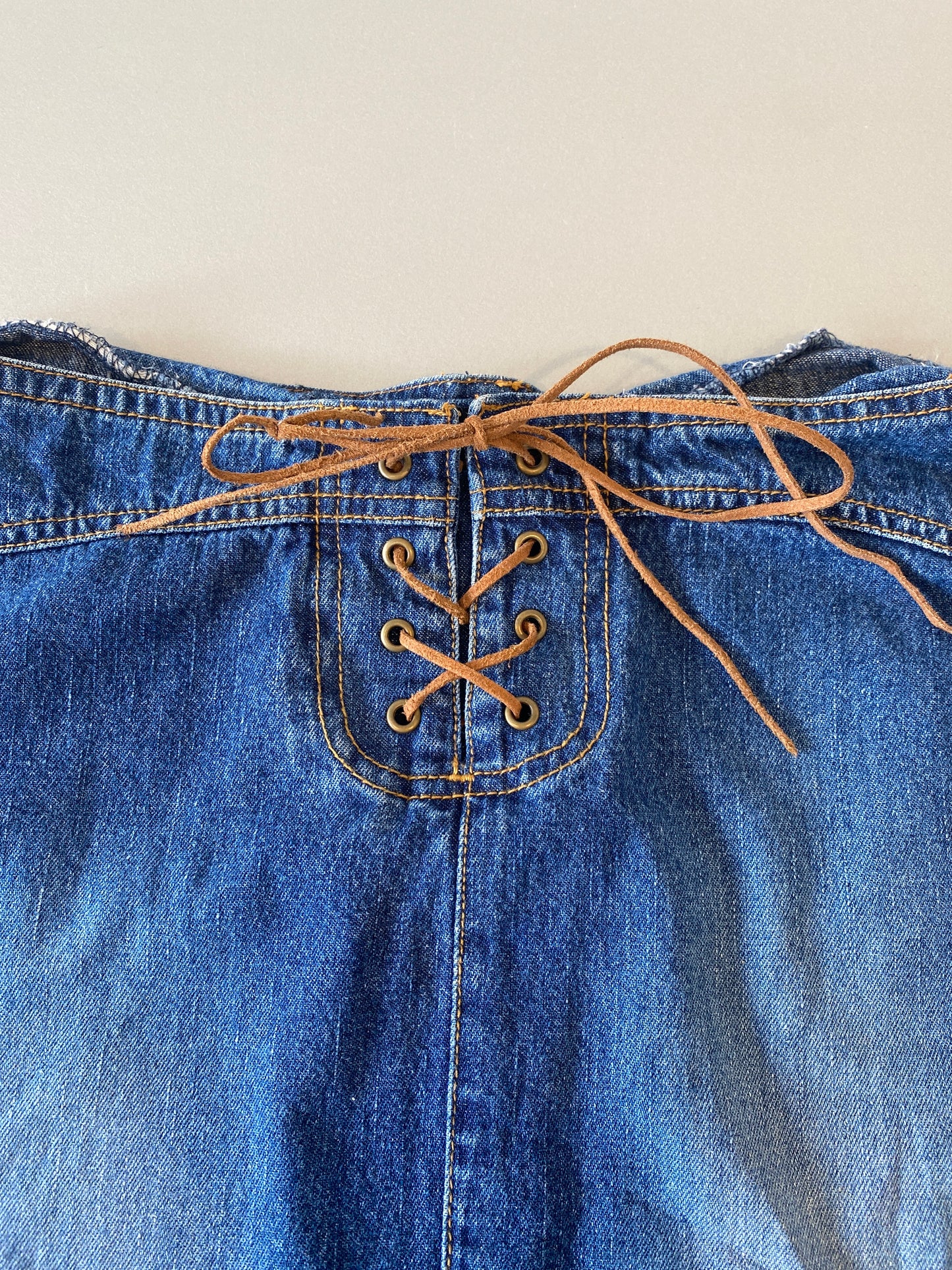denim low rise maxi skirt