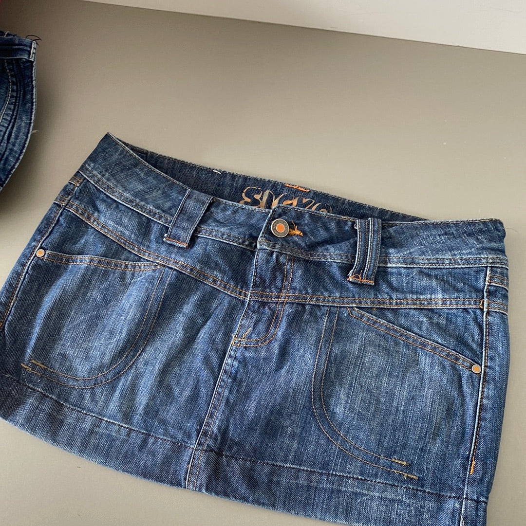 denim mini skirt