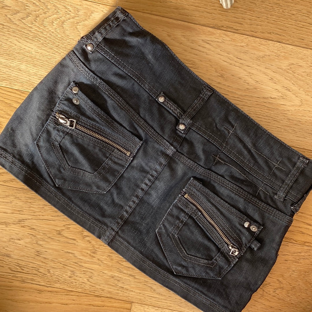 black denim mini skirt