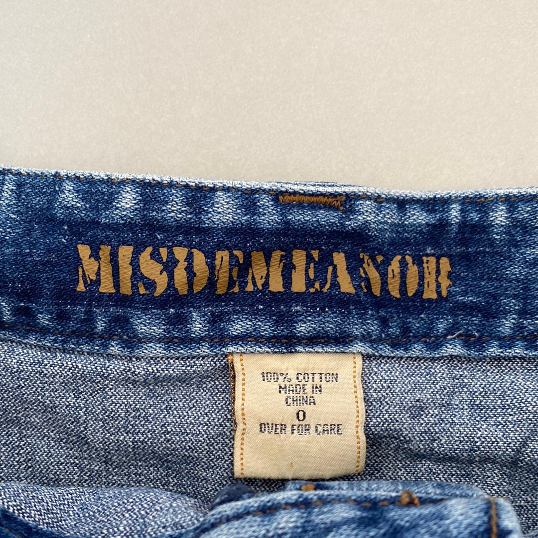 belt denim mini skirt