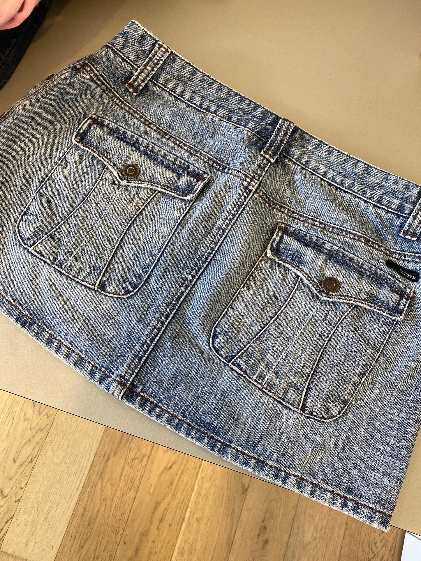 hurley denim mini skirt