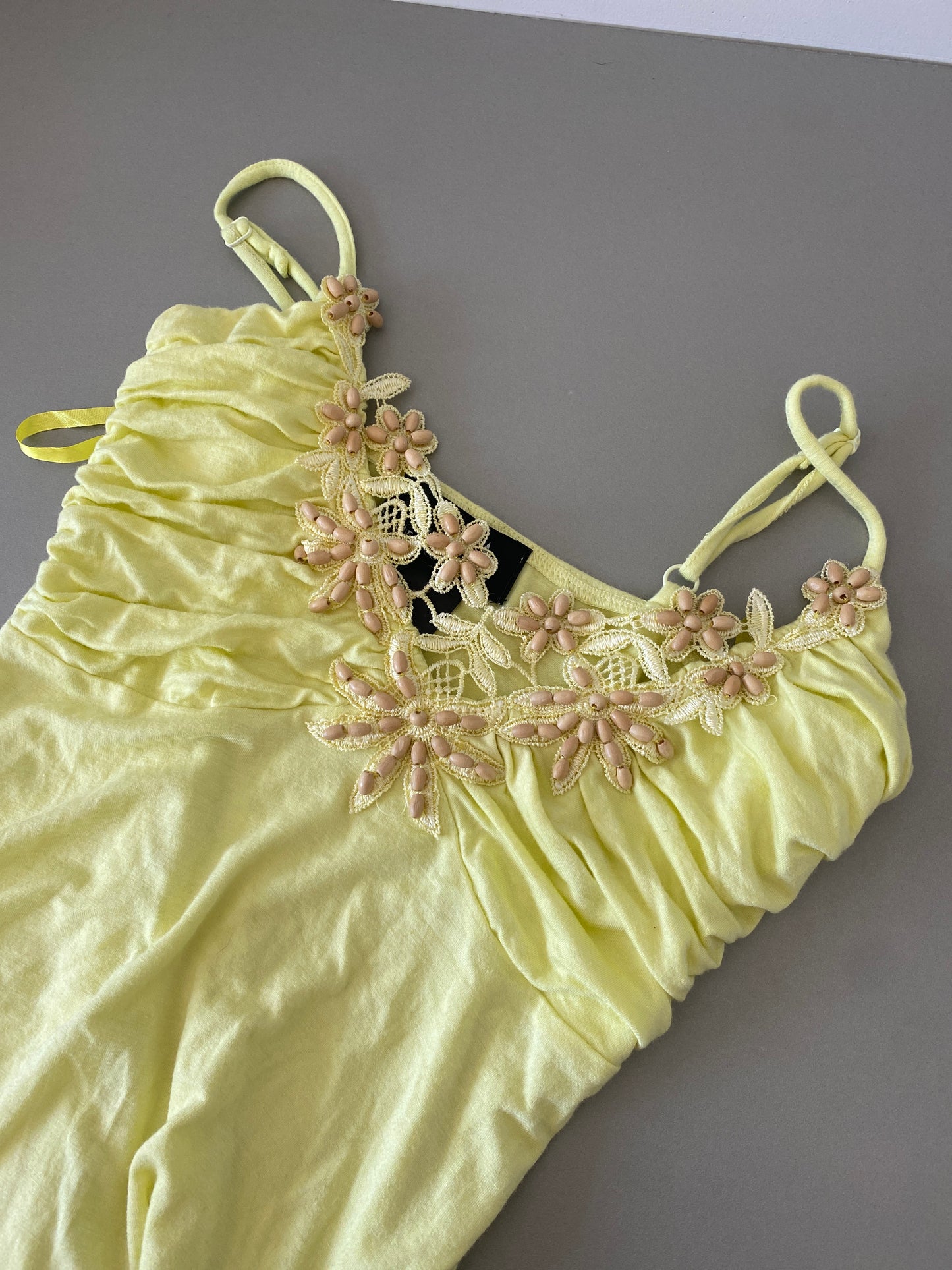 yellow beaded cami top