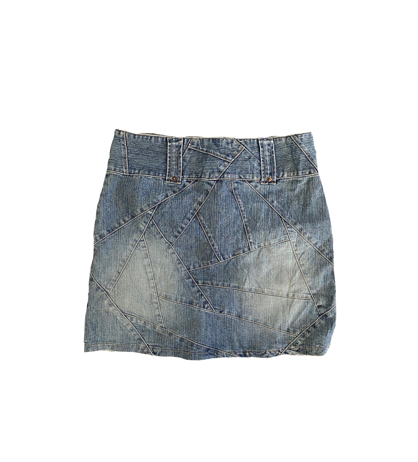 y2k geometric denim skirt