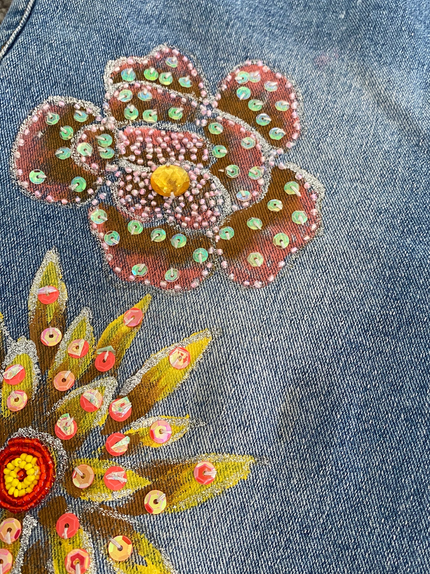 sequin flare jeans