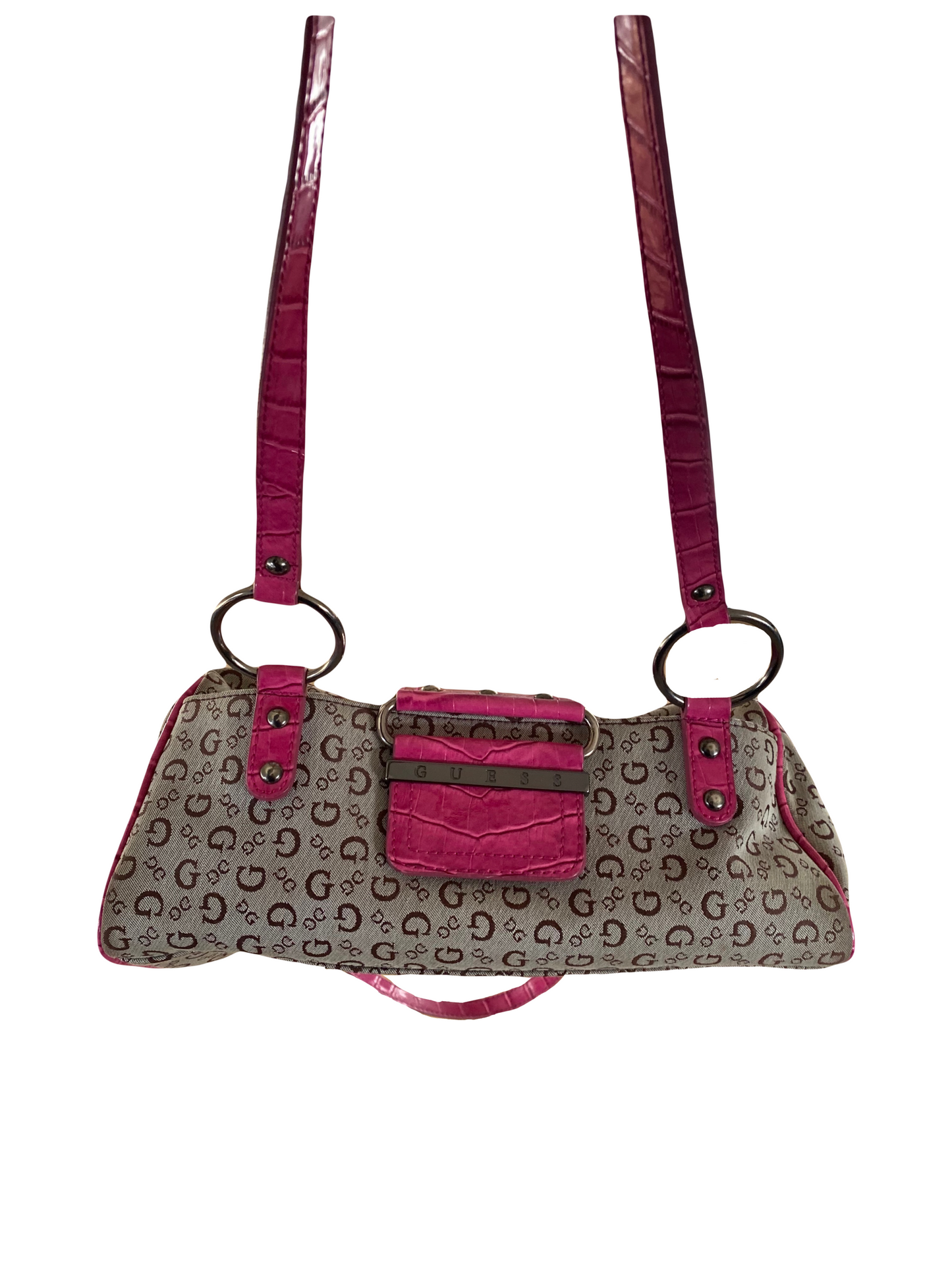 pink guess handbag