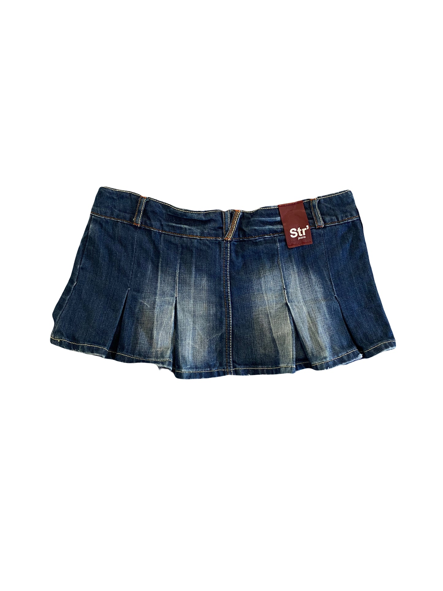 denim mini pleated skirt