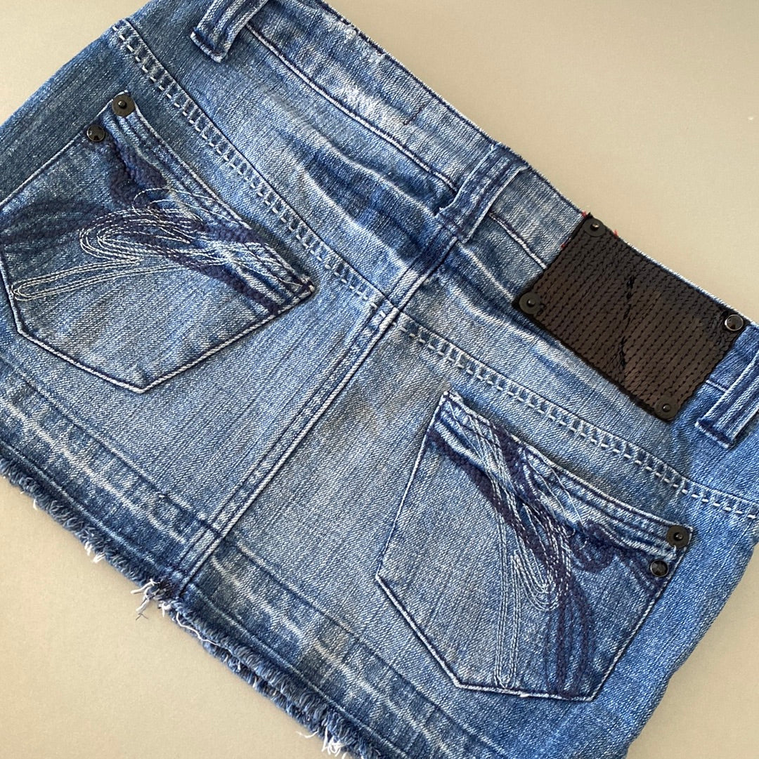 denim mini skirt
