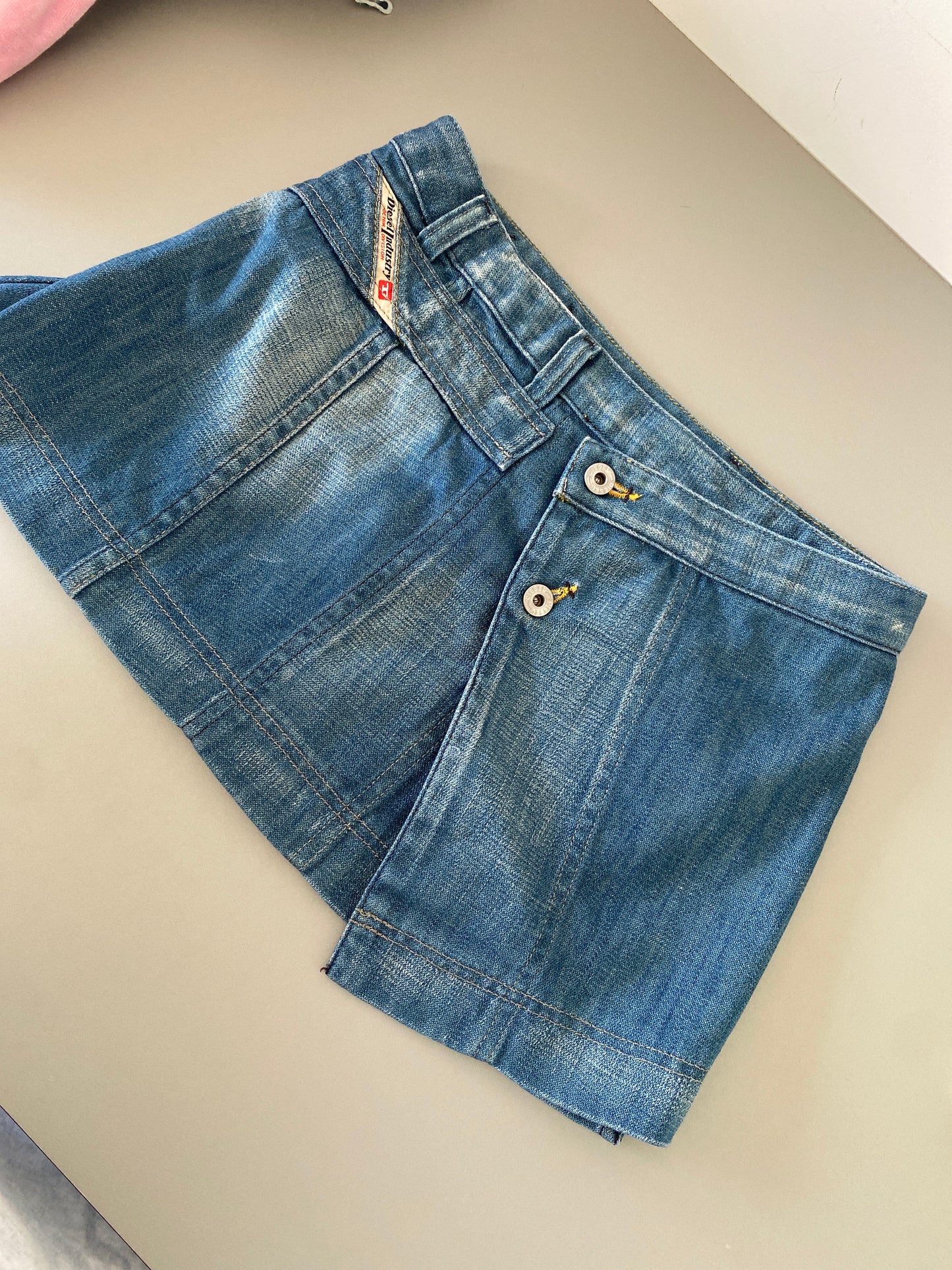 insane diesel pleated denim mini skirt