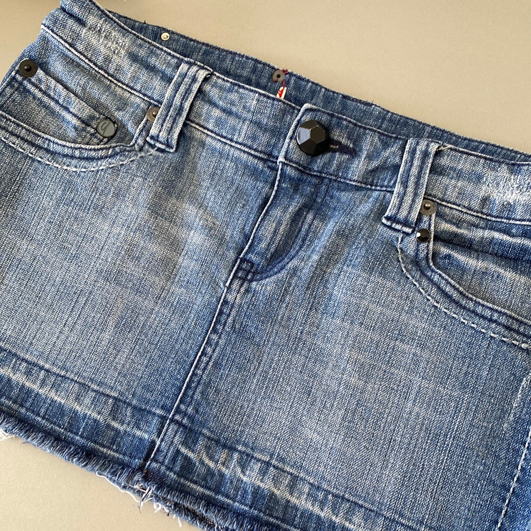 denim mini skirt
