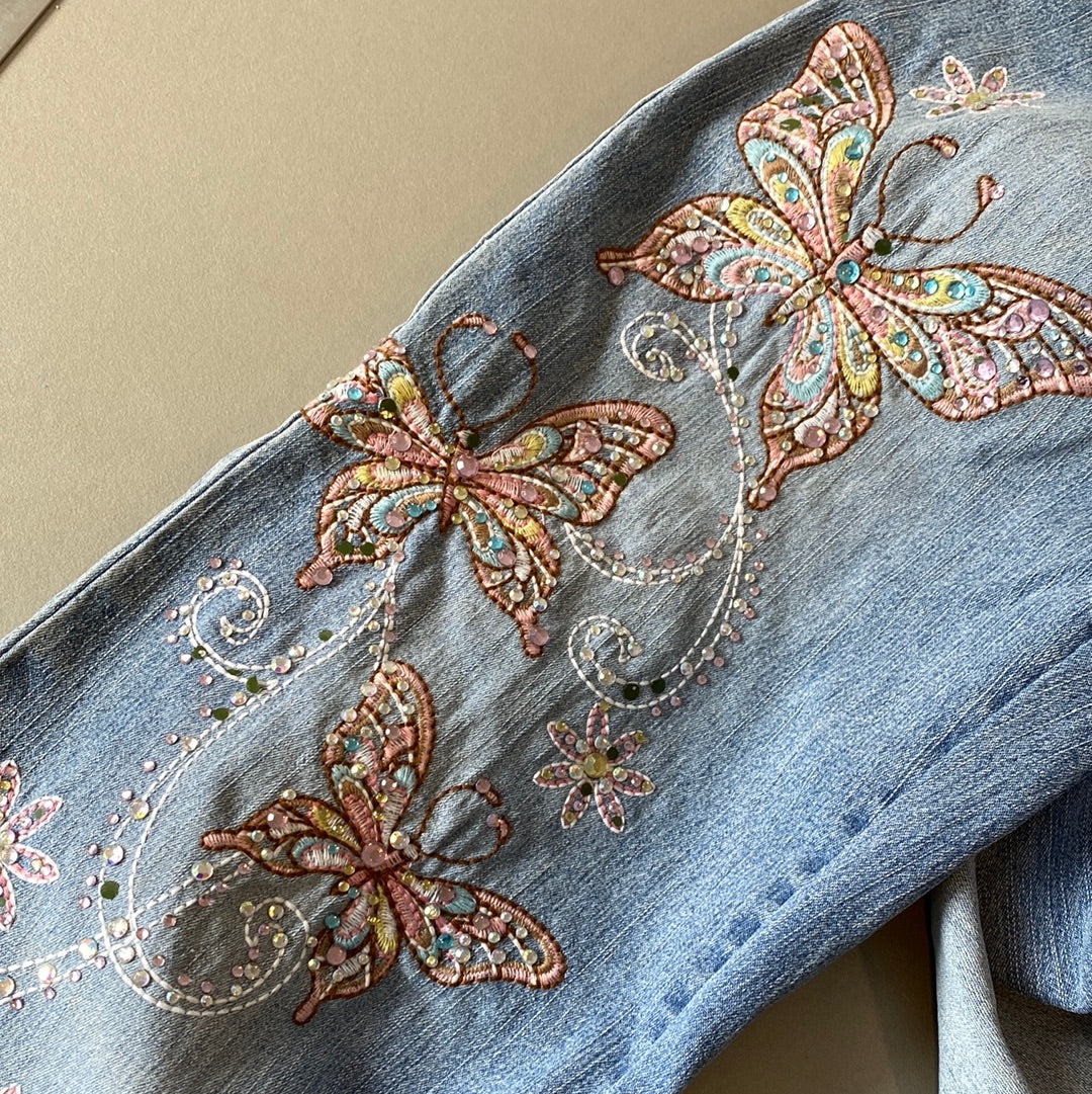 ♡ butterfly embroided angels jeans ♡
