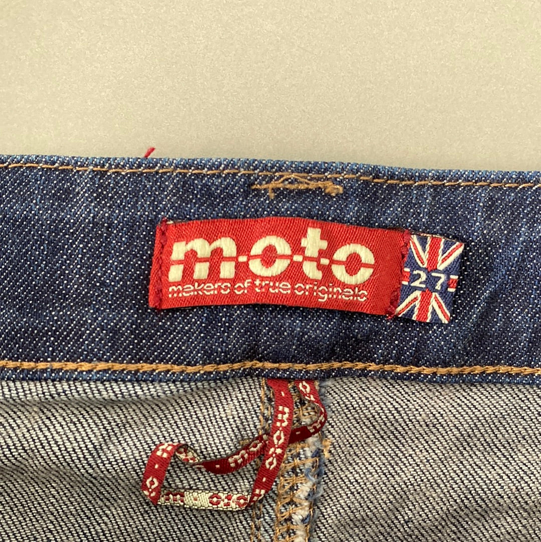 moto denim mini skirt