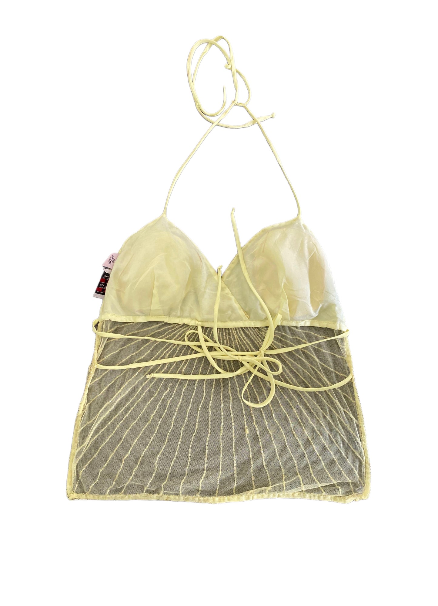 lipstick yellow sequin halter top