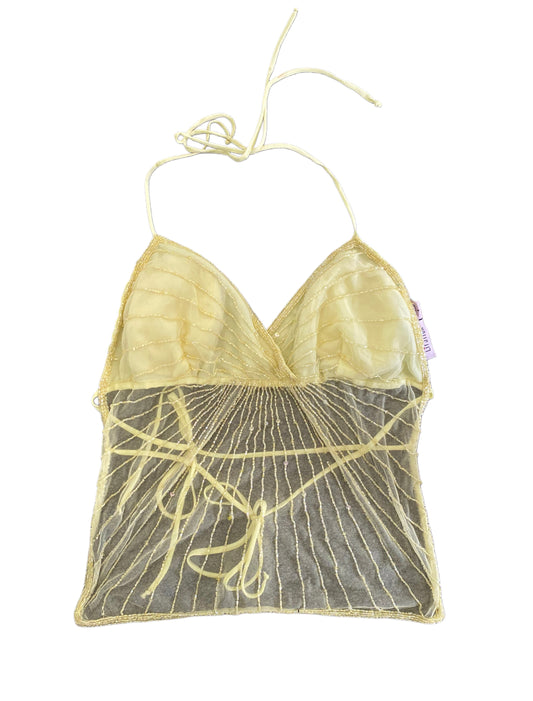 lipstick yellow sequin halter top