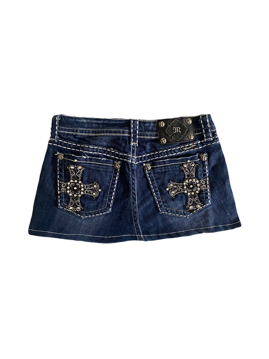 miss me cross denim mini skirt