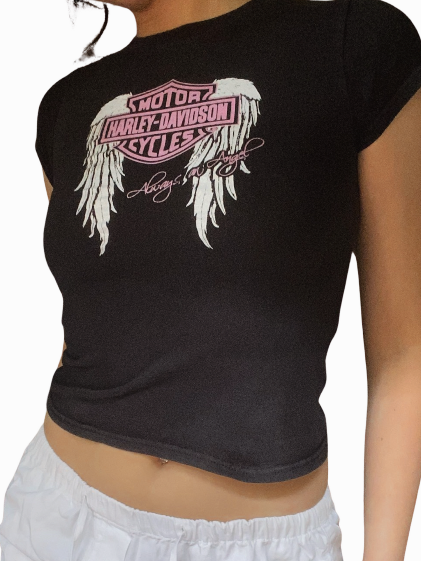 ♡ harley davidson angel wing baby tee ♡
