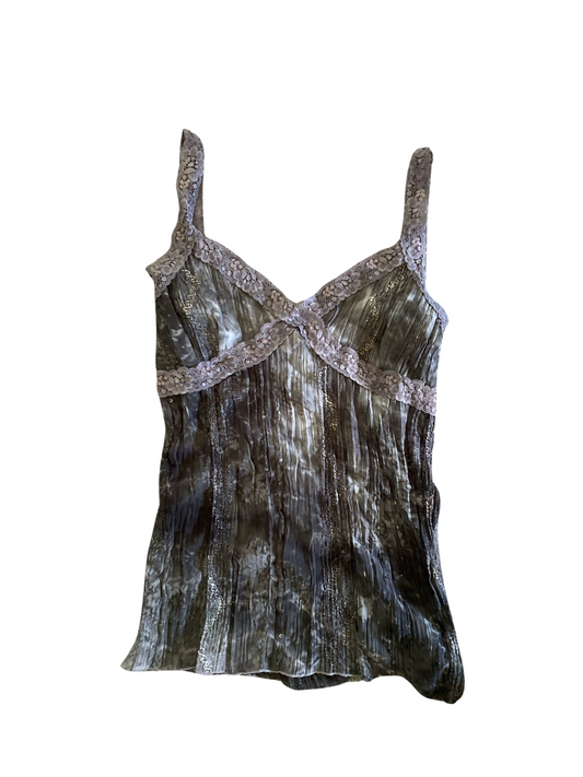 ♡ grey mesh cami top ♡