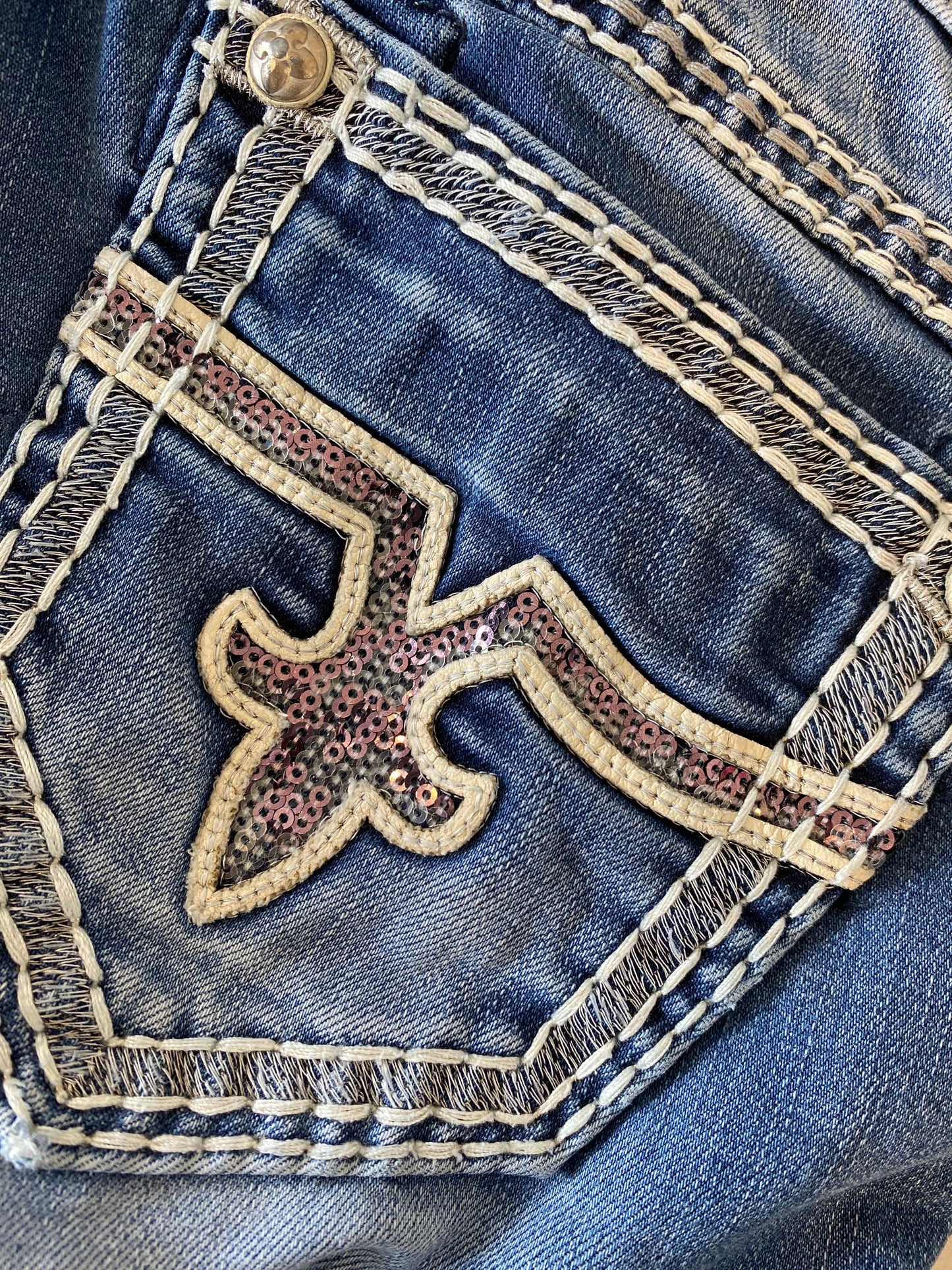 ♡ pink sequin rock revival jeans ♡