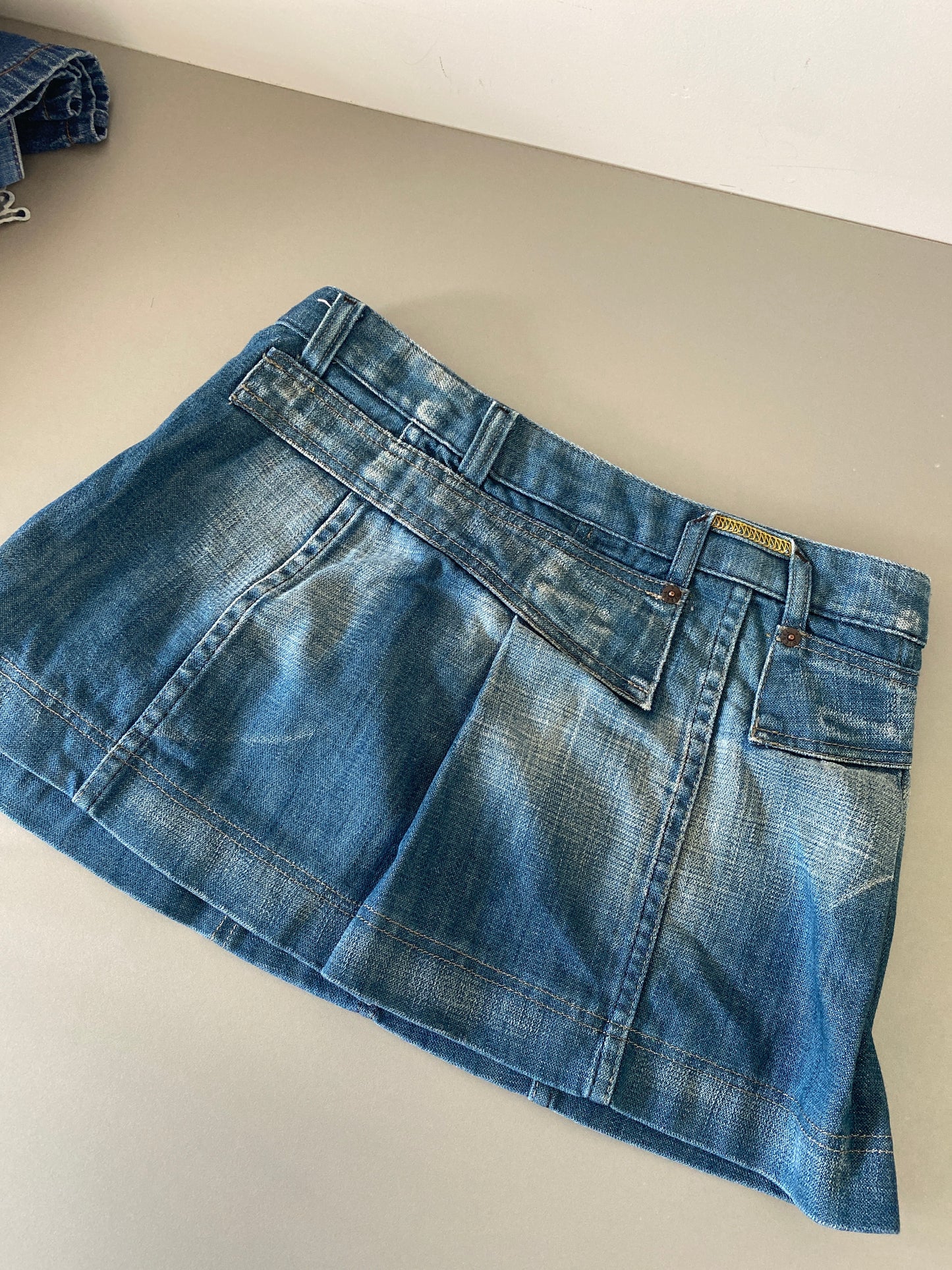 insane diesel pleated denim mini skirt