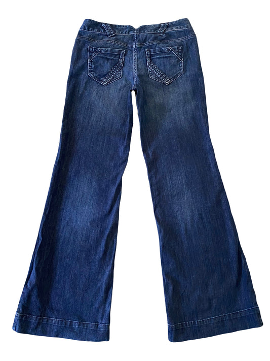 blue denim wide leg jeans
