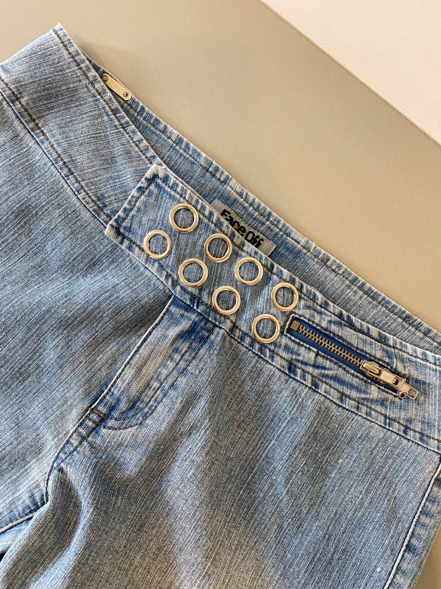 faceoff low rise flared jeans