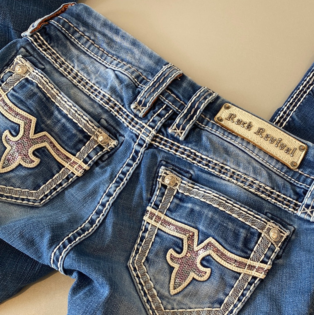 ♡ pink sequin rock revival jeans ♡