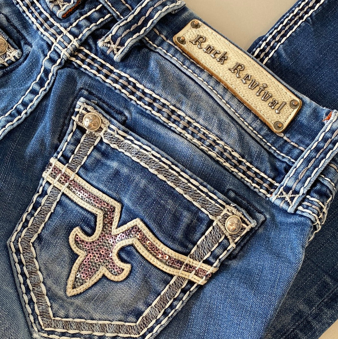 ♡ pink sequin rock revival jeans ♡