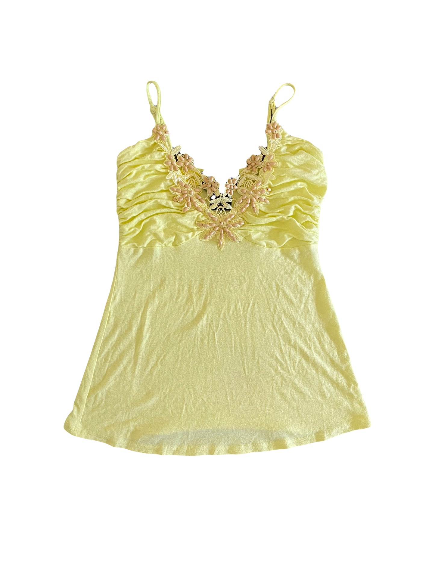 yellow beaded cami top
