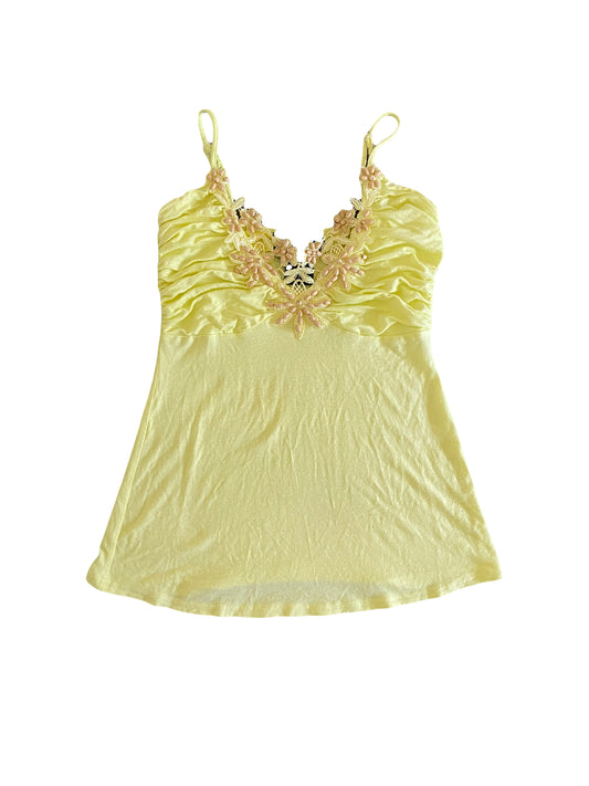 yellow beaded cami top