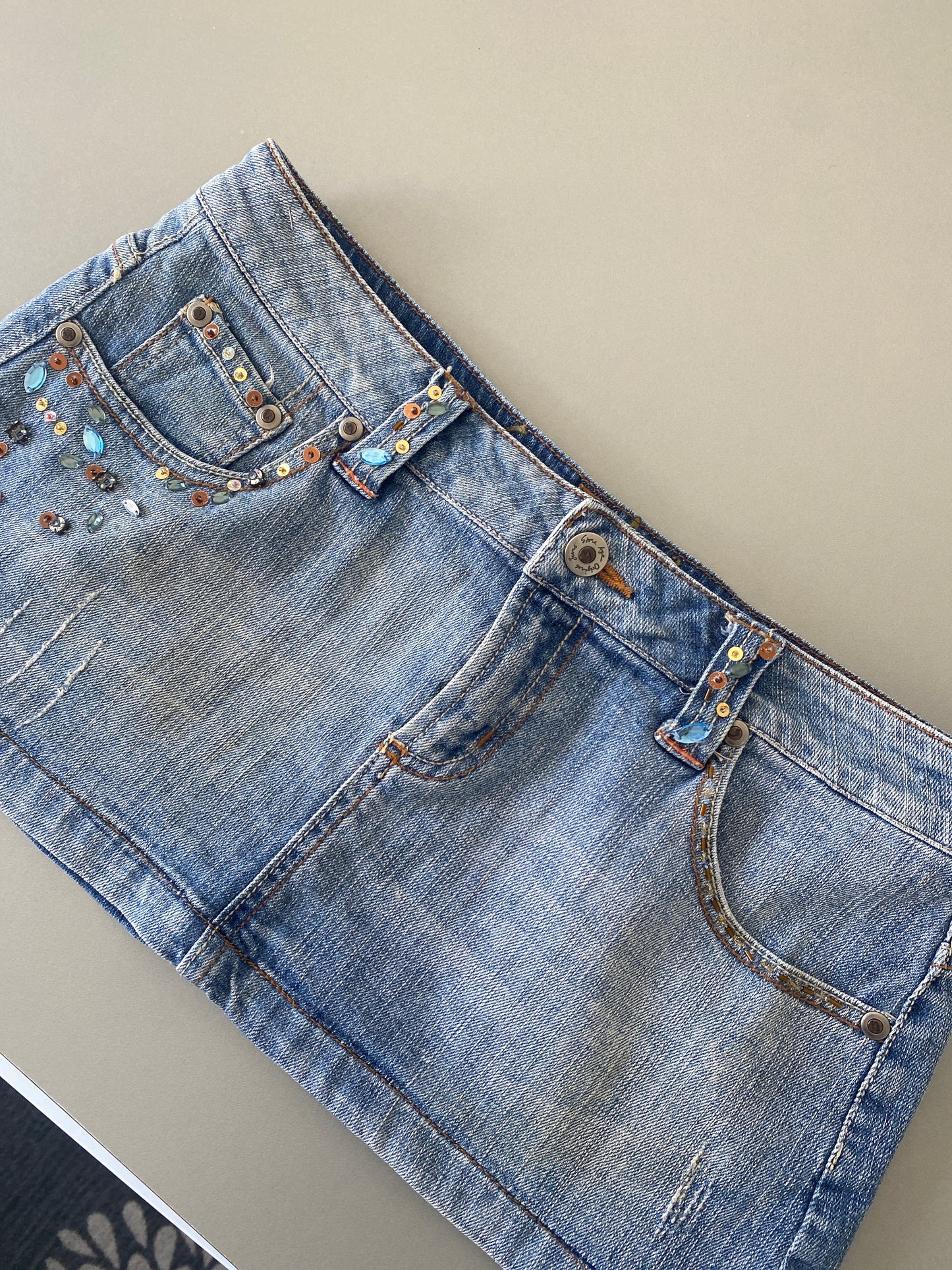 stone age denim mini skirt