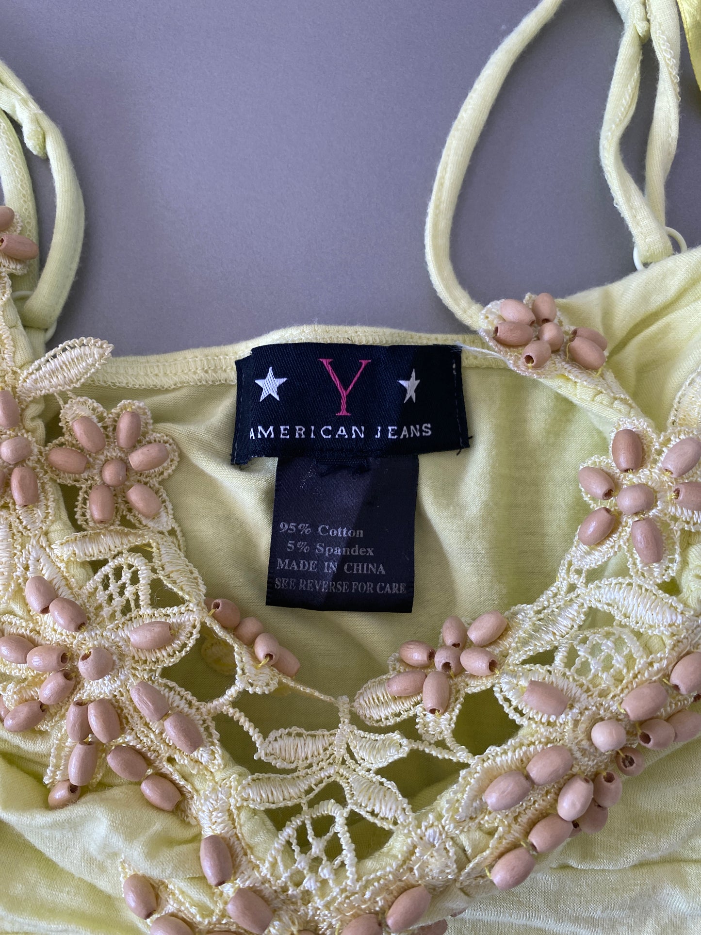yellow beaded cami top