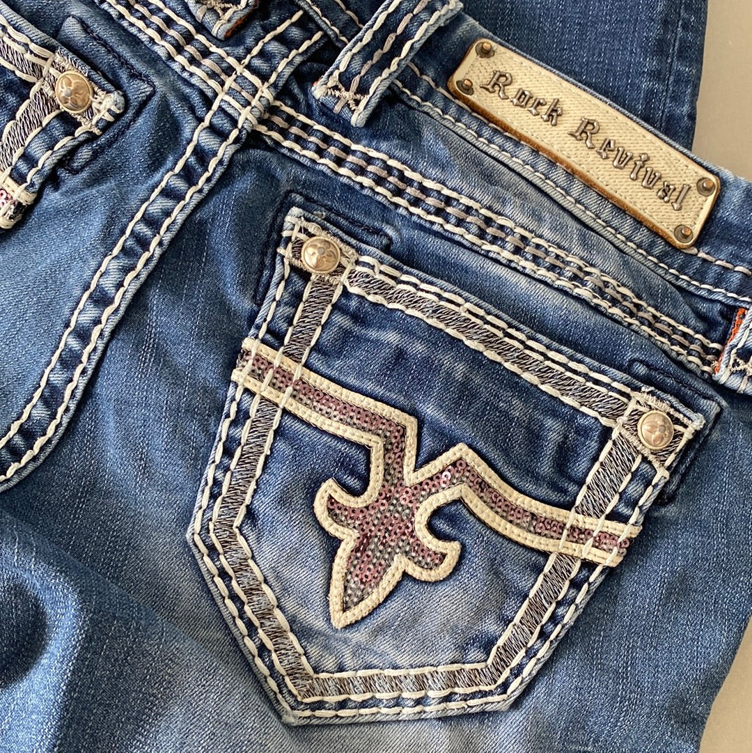 ♡ pink sequin rock revival jeans ♡