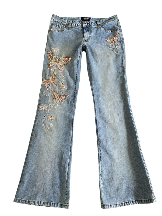 ♡ butterfly embroided angels jeans ♡