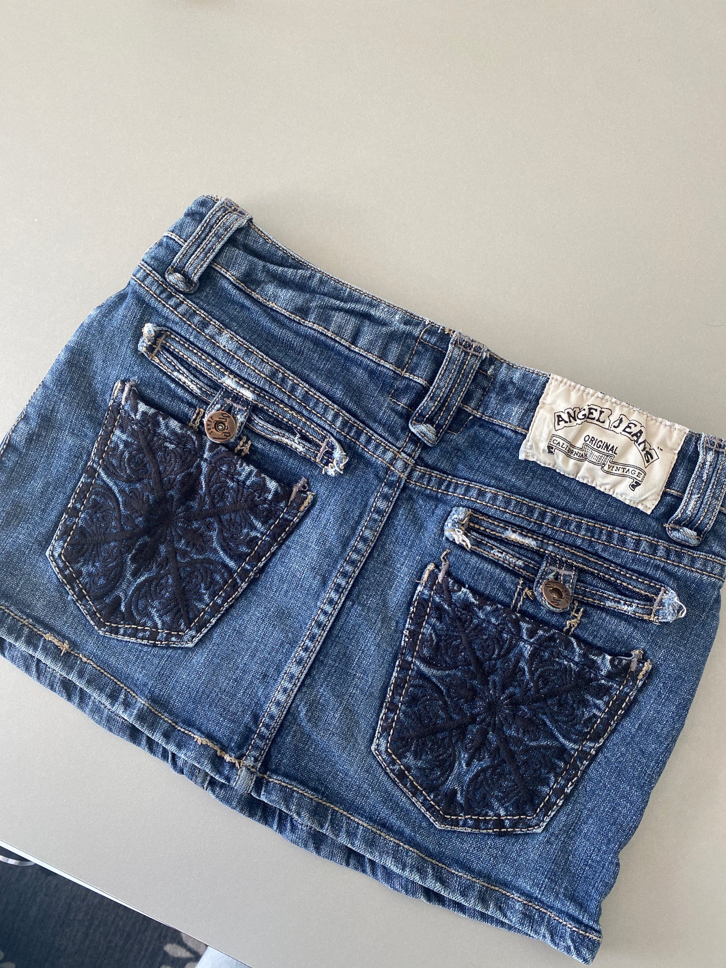 angel jeans denim mini skirt