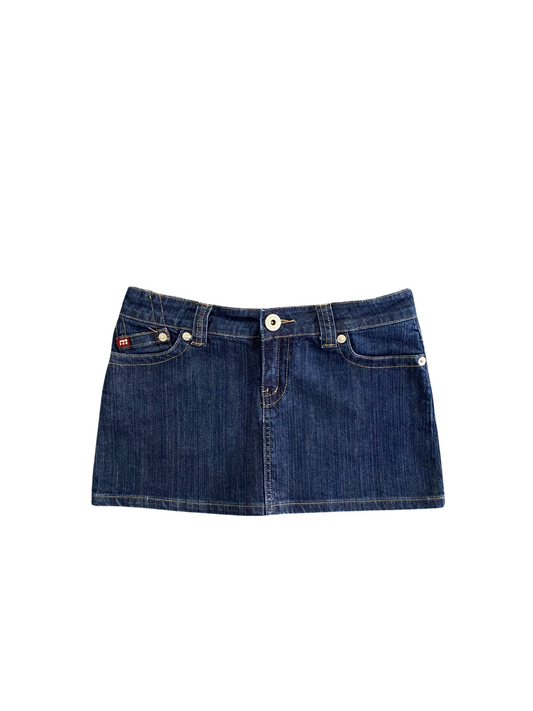 moto denim mini skirt