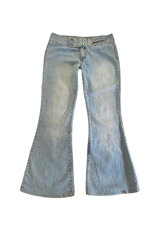 faceoff low rise flared jeans