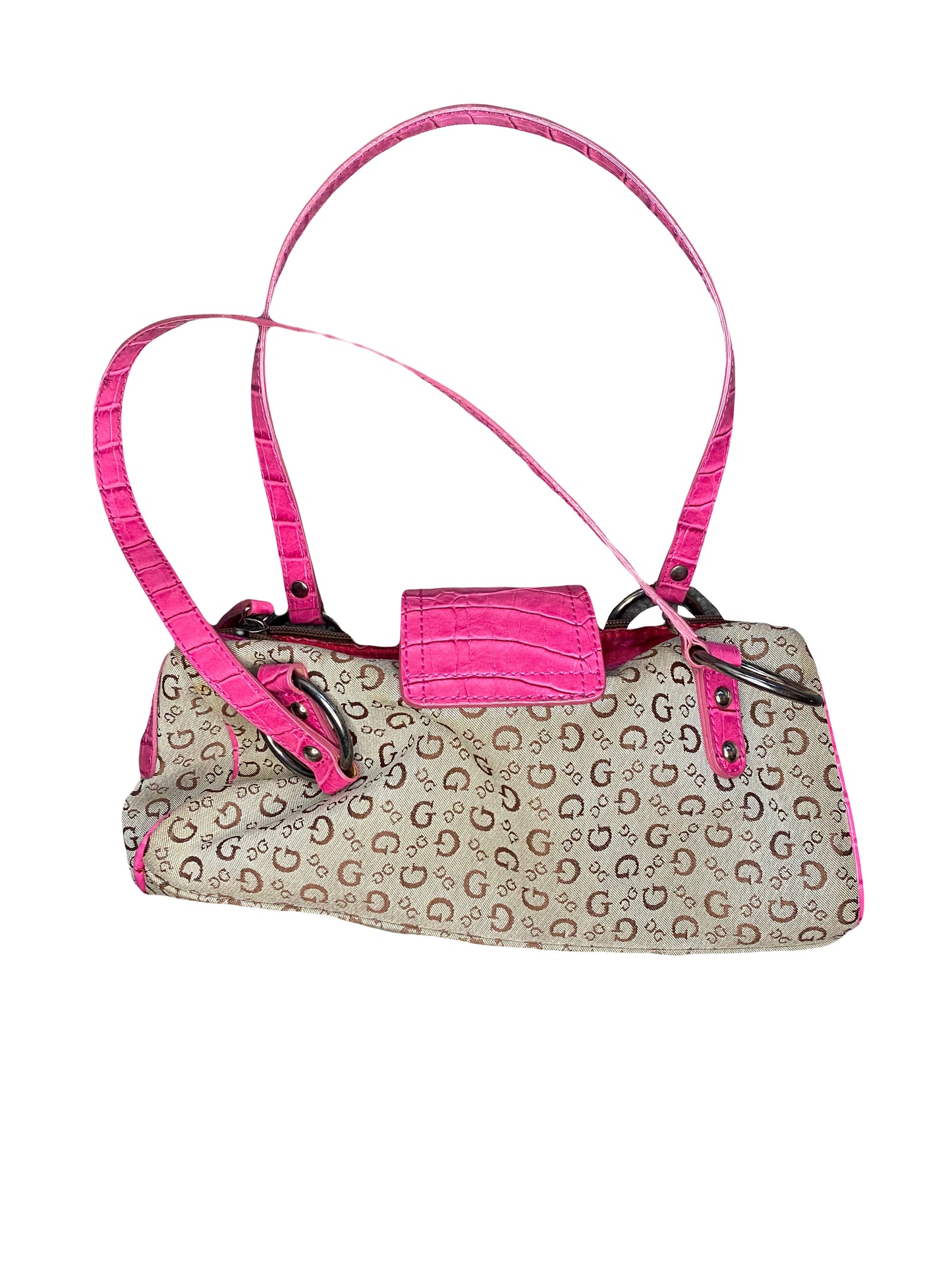 pink guess handbag