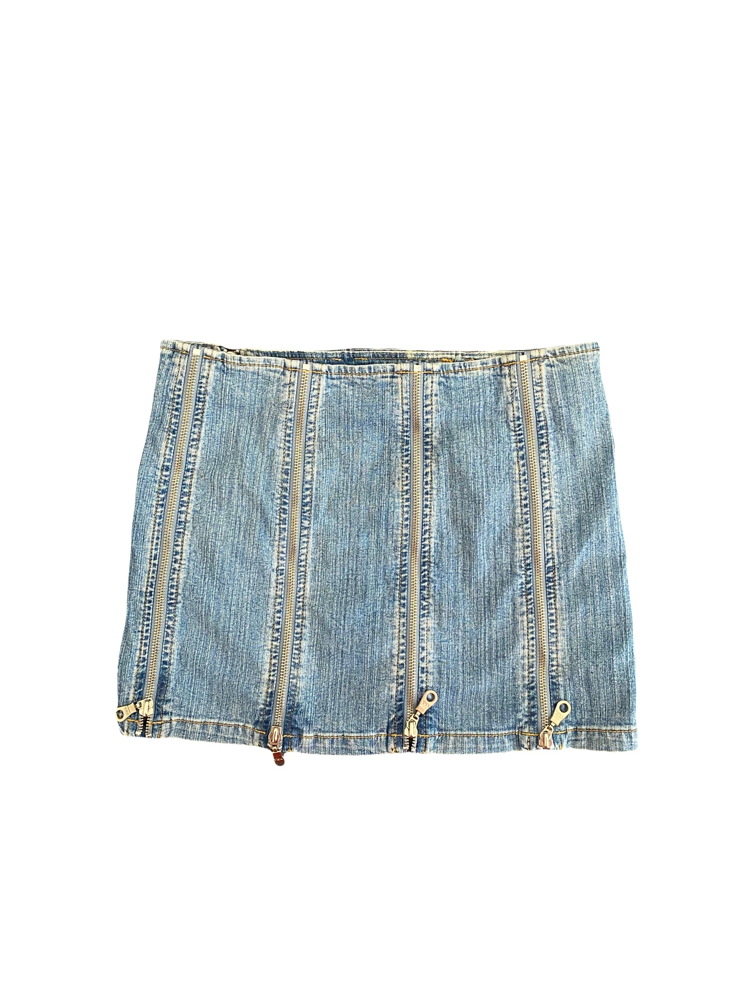 ♡faceoff zip mini denim skirt♡