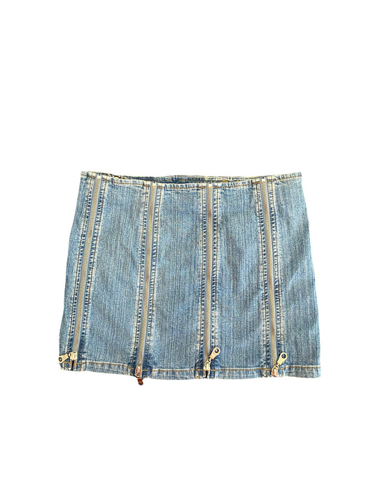 ♡faceoff zip mini denim skirt♡