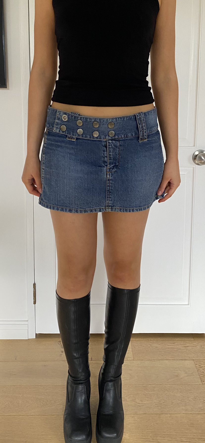♡fishbone denim mini skirt with button detailing♡