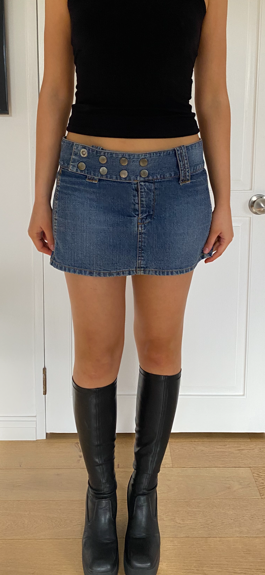 ♡fishbone denim mini skirt with button detailing♡