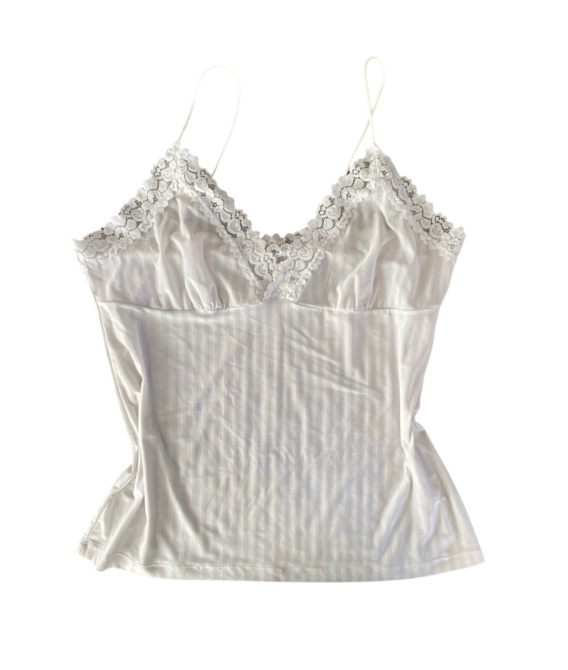 white stripe lace cami top
