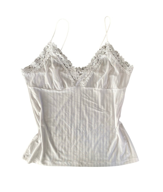 white stripe lace cami top