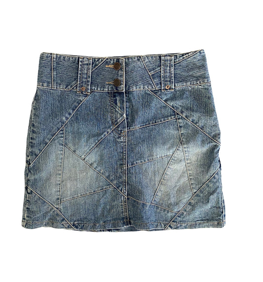 y2k geometric denim skirt