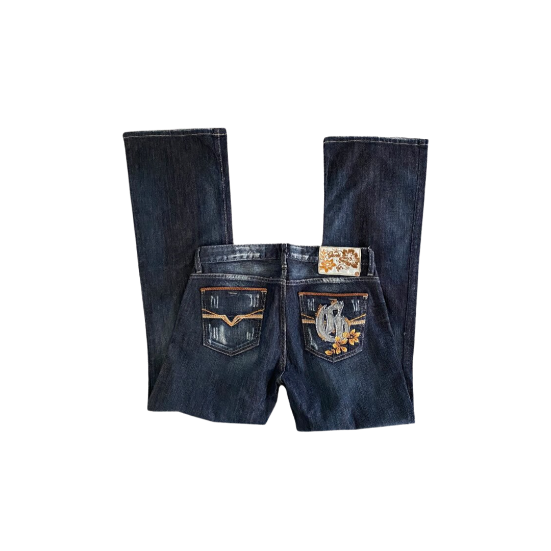 ♡guess dark blue flare low rise jeans♡