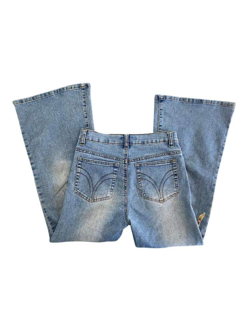 sequin flare jeans